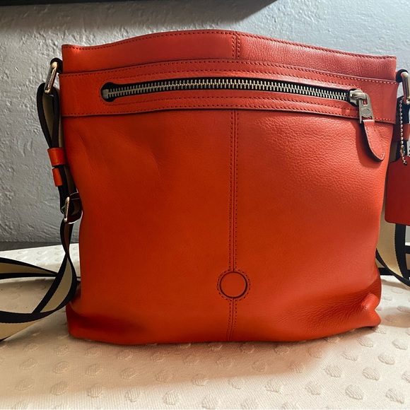 Vintage Unisex COACH Sullivan Metropolitan Map Bag in Coral Calf Leather - Picture 10 of 16